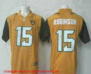 Men's Jacksonville Jaguars #15 Allen Robinson Gold 2016 Color Rush Stitched NFL Nike Limited Jersey