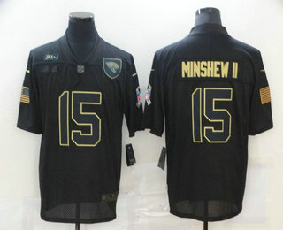 Men's Jacksonville Jaguars #15 Gardner Minshew II Black 2020 Salute To Service Stitched NFL Nike Limited Jersey