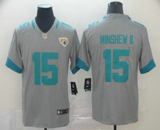 Men's Jacksonville Jaguars #15 Gardner Minshew II Gray 2019 Inverted Legend Stitched NFL Nike Limited Jersey