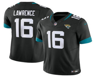 Men's Jacksonville Jaguars #16 Trevor Lawrence Black 2023 FUSE Vapor Limited Stitched Jersey