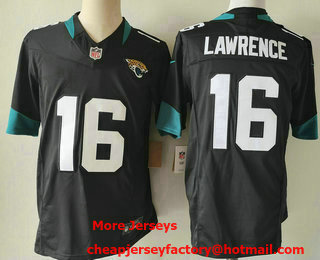 Men's Jacksonville Jaguars #16 Trevor Lawrence Black 2023 FUSE Vapor Limited Stitched Jersey