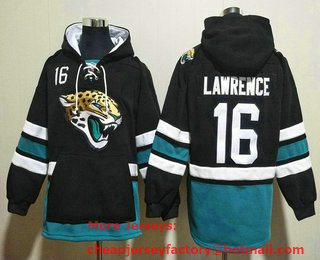 Men's Jacksonville Jaguars #16 Trevor Lawrence Black NEW Pocket Stitched NFL Pullover Hoodie