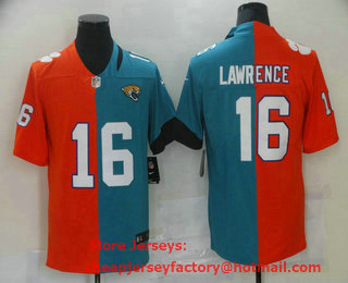 Men's Jacksonville Jaguars #16 Trevor Lawrence Blue Orange Split 2021 Vapor Untouchable Stitched Nike Limited Jersey