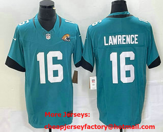 Men's Jacksonville Jaguars #16 Trevor Lawrence Teal 2023 FUSE Vapor Limited Stitched Jersey