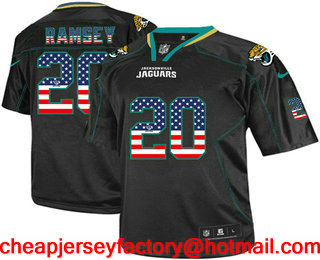 Men's Jacksonville Jaguars #20 Jalen Ramsey Black USA Flag Fashion Stitched NFL Nike Elite Jersey
