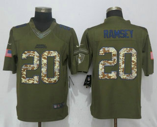 Men's Jacksonville Jaguars #20 Jalen Ramsey Green Salute To Service Stitched NFL Nike Limited Jersey