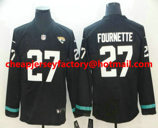 Men's Jacksonville Jaguars #27 Leonard Fournette Nike Black Therma Long Sleeve Limited Jersey