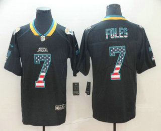 Men's Jacksonville Jaguars #7 Nick Foles 2018 USA Flag Fashion Black Color Rush Stitched Nike Limited Jersey