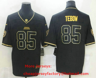 Men's Jacksonville Jaguars #85 Tim Tebow Black Golden Edition Stitched NFL Nike Limited Jersey