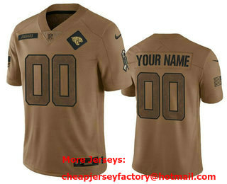 Men's Jacksonville Jaguars Active Player Custom 2023 Brown Salute To Service Vapor Untouchable Limited Stitched Jersey