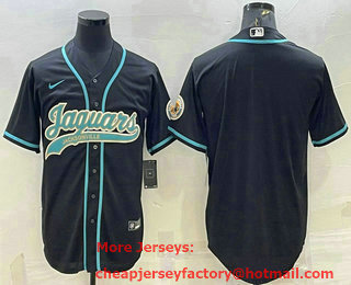 Men's Jacksonville Jaguars Blank Black With Patch Cool Base Stitched Baseball Jersey