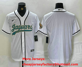 Men's Jacksonville Jaguars Blank White With Patch Cool Base Stitched Baseball Jersey