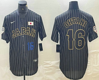 Men's Japan Baseball #16 Shohei Ohtani Number 2023 Black World Baseball Classic Stitched Jersey 12