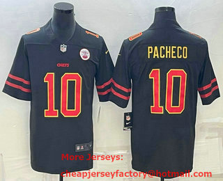 Men's Kansas City Chiefs #10 Isiah Pacheco Black Red Gold Vapor Untouchable Limited Stitched Jersey