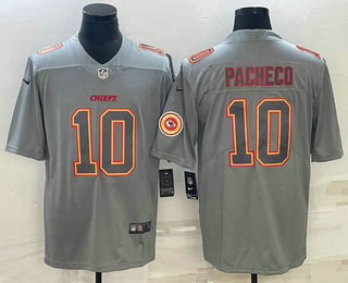 Men's Kansas City Chiefs #10 Isiah Pacheco Grey With Patch Atmosphere Fashion Stitched Jersey