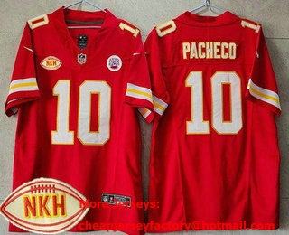 Men's Kansas City Chiefs #10 Isiah Pacheco Limited Red NKH Patch FUSE Vapor Jersey