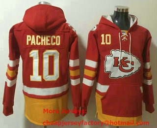 Men's Kansas City Chiefs #10 Isiah Pacheco NEW Red Pocket Stitched NFL Pullover Hoodie