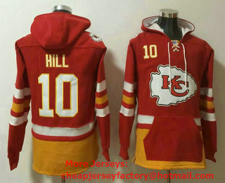 Men's Kansas City Chiefs #10 Tyreek Hill NEW Red Pocket Stitched NFL Pullover Hoodie