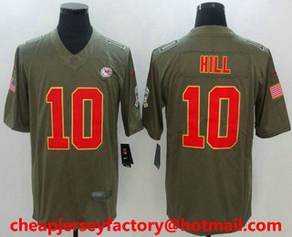 Men's Kansas City Chiefs #10 Tyreek Hill Olive 2017 Salute To Service Stitched NFL Nike Limited Jersey