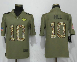 Men's Kansas City Chiefs #10 Tyreek Hill Olive With Camo 2017 Salute To Service Stitched NFL Nike Limited Jersey