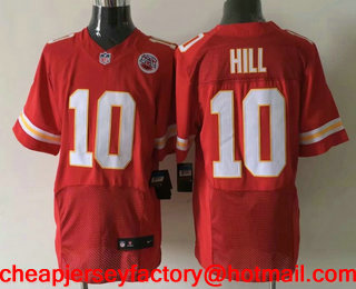 Men's Kansas City Chiefs #10 Tyreek Hill Red Team Color Stitched NFL Nike Elite Jersey