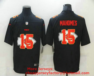 Men's Kansas City Chiefs #15 Patrick Mahomes Black 2020 Shadow Logo Vapor Untouchable Stitched NFL Nike Limited Jersey
