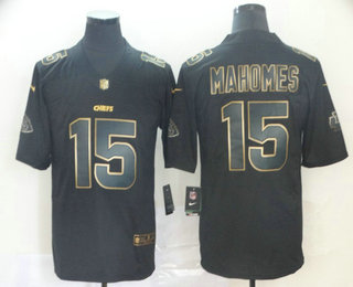 Men's Kansas City Chiefs #15 Patrick Mahomes II Black Gold 2019 Vapor Untouchable Stitched NFL Nike Limited Jersey