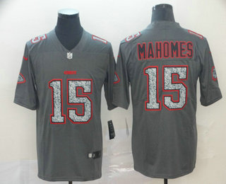 Men's Kansas City Chiefs #15 Patrick Mahomes II Gray Fashion Static 2019 Vapor Untouchable Stitched NFL Nike Limited Jersey