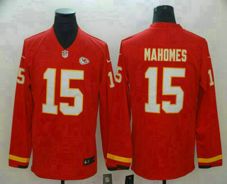 Men's Kansas City Chiefs #15 Patrick Mahomes II Nike Red Therma Long Sleeve Limited Jersey