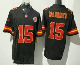 Men's Kansas City Chiefs #15 Patrick Mahomes Limited Black FUSE Vapor Jersey