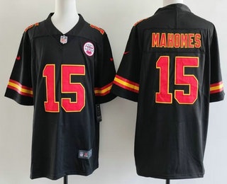 Men's Kansas City Chiefs #15 Patrick Mahomes Limited Black Vapor Jersey