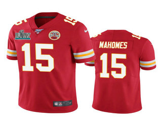 Men's Kansas City Chiefs #15 Patrick Mahomes Red Super Bowl LIV Vapor Limited Jersey