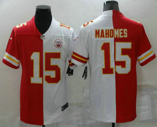 Men's Kansas City Chiefs #15 Patrick Mahomes Red White Two Tone 2021 Vapor Untouchable Stitched Nike Limited Jersey