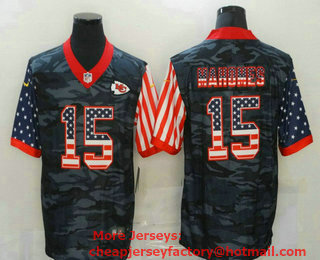 Men's Kansas City Chiefs #15 Patrick Mahomes USA Camo 2020 Salute To Service Stitched NFL Nike Limited Jersey 01