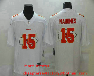 Men's Kansas City Chiefs #15 Patrick Mahomes White 2020 Shadow Logo Vapor Untouchable Stitched NFL Nike Limited Jersey
