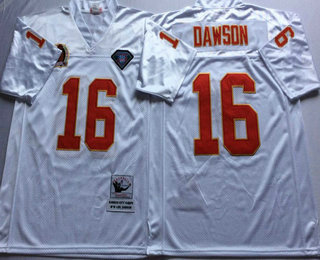 Men's Kansas City Chiefs #16 Len Dawson White 75TH Stitched NFL Thowback Jersey