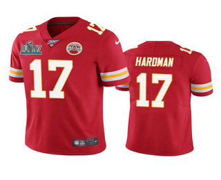 Men's Kansas City Chiefs #17 Mecole Hardman Red Super Bowl LIV Vapor Limited Jersey