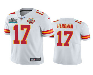 Men's Kansas City Chiefs #17 Mecole Hardman White Super Bowl LIV Vapor Limited Jersey