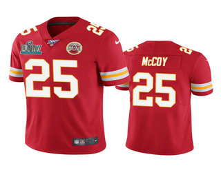 Men's Kansas City Chiefs #25 LeSean McCoy Red Super Bowl LIV Vapor Limited Jersey