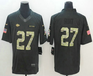 Men's Kansas City Chiefs #27 Kareem Hunt Black Anthracite 2016 Salute To Service Stitched NFL Nike Limited Jersey