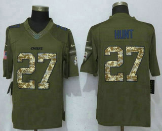 Men's Kansas City Chiefs #27 Kareem Hunt Green Salute To Service Stitched NFL Nike Limited Jersey