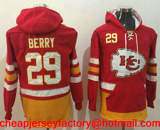 Men's Kansas City Chiefs #29 Eric Berry NEW Red Pocket Stitched NFL Pullover Hoodie