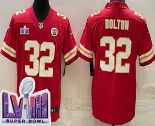 Men's Kansas City Chiefs #32 Nick Bolton Limited Red LVIII Super Bowl Vapor Jersey