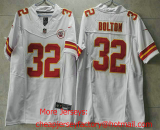 Men's Kansas City Chiefs #32 Nick Bolton White 2023 FUSE Vapor Untouchable Limited Stitched Jersey