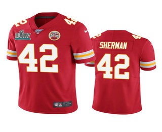 Men's Kansas City Chiefs #42 Anthony Sherman Red Super Bowl LIV Vapor Limited Jersey
