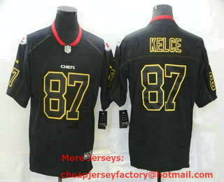 Men's Kansas City Chiefs #87 Travis Kelce 2018 Black Lights Out Color Rush Stitched NFL Nike Limited Jersey