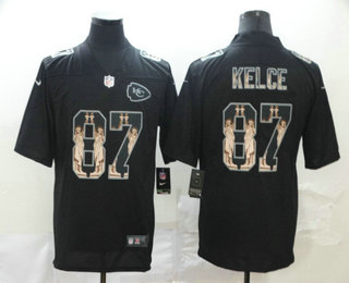 Men's Kansas City Chiefs #87 Travis Kelce 2019 Black Statue Of Liberty Stitched NFL Nike Limited Jersey