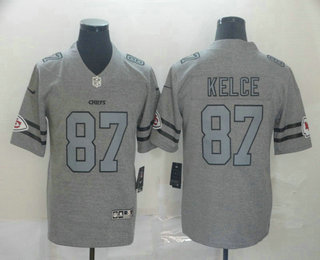 Men's Kansas City Chiefs #87 Travis Kelce 2019 Gray Gridiron Vapor Untouchable Stitched NFL Nike Limited Jersey