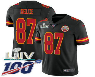 Men's Kansas City Chiefs #87 Travis Kelce Black 2020 Super Bowl LIV Vapor Untouchable Stitched NFL Nike Limited Jersey