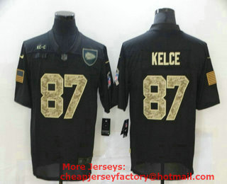 Men's Kansas City Chiefs #87 Travis Kelce Black Camo 2020 Salute To Service Stitched NFL Nike Limited Jersey